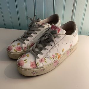 GOLDEN GOOSE Hi Star Hand-painted floral Sneakers